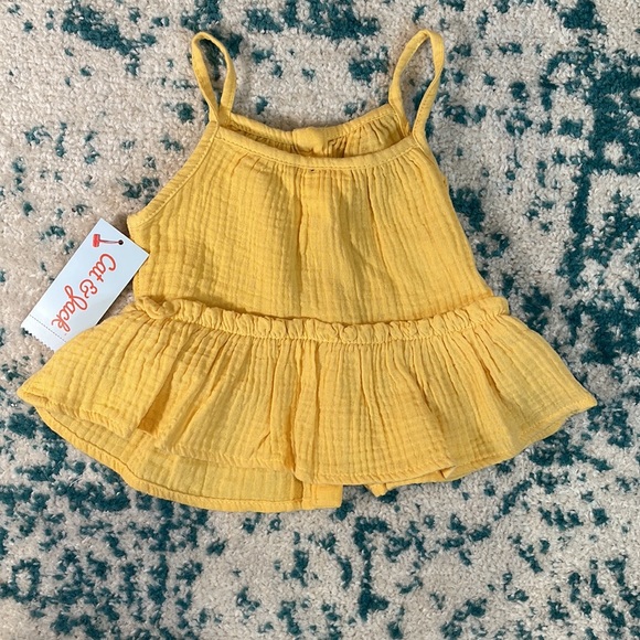 NWT cat & jack yellow button front tank long top - Picture 2 of 4